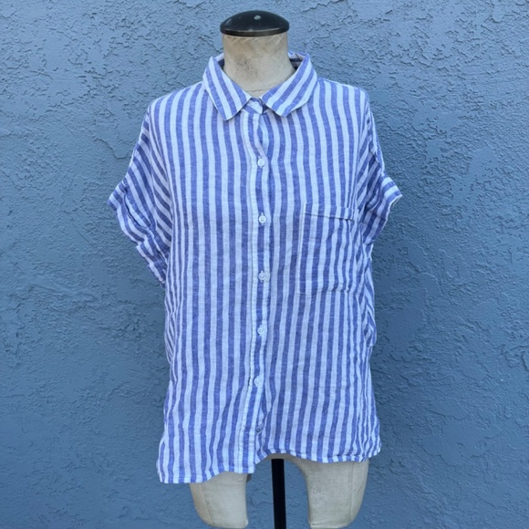 Rails Striped Blouse Cito shirt in large linen blend - Picture 2 of 9